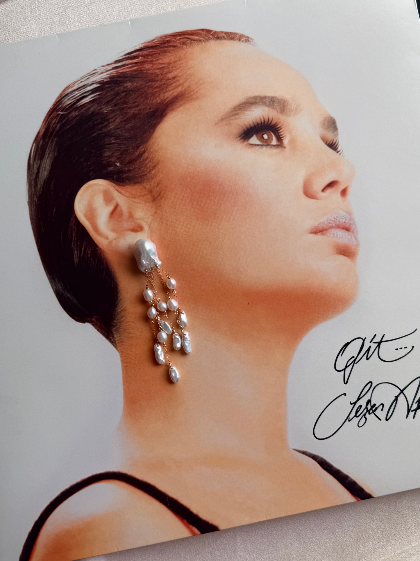 Sezen Drop Pearl Earrings