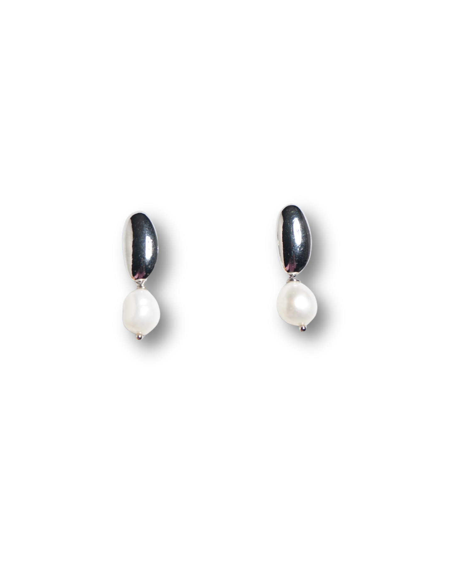 Rhodium Plated Ellie Pearl Earrings