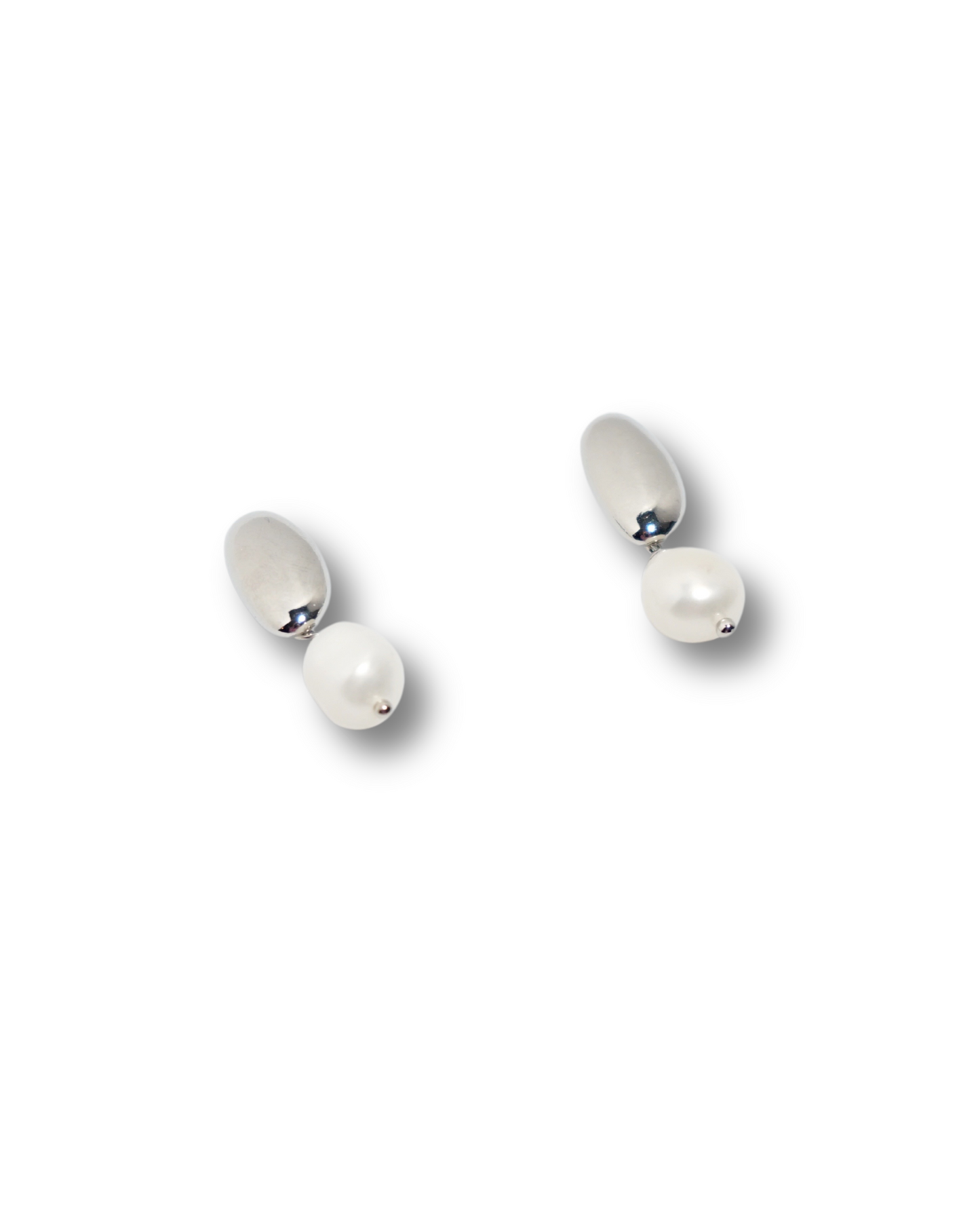 Rhodium Plated Ellie Pearl Earrings