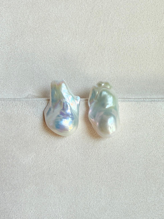Big Baroque Pearl Stud Earrings