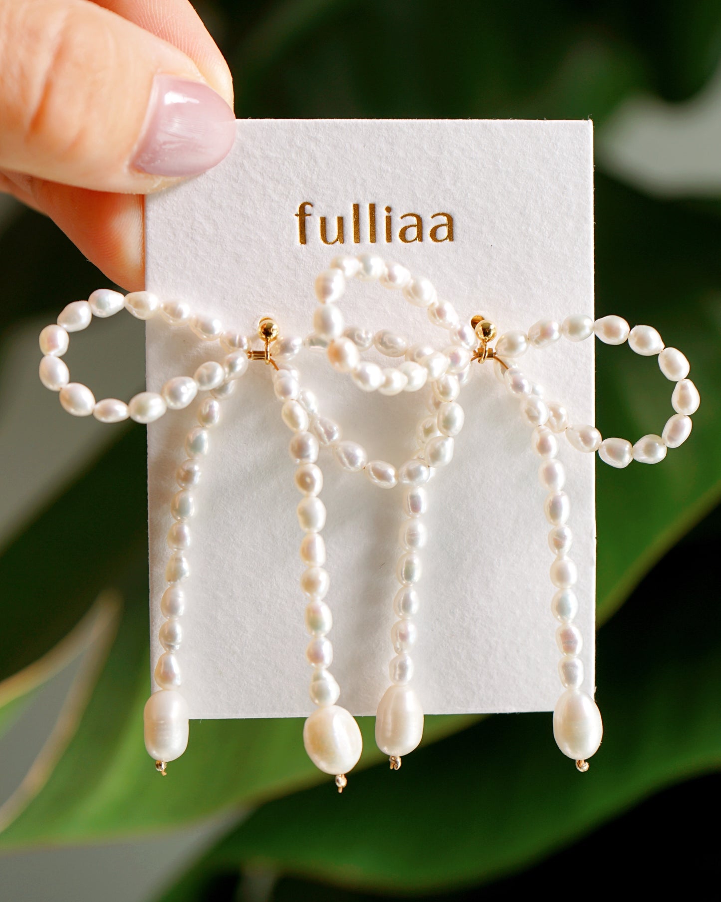 Noelle Pearl Bow Drop Earrings